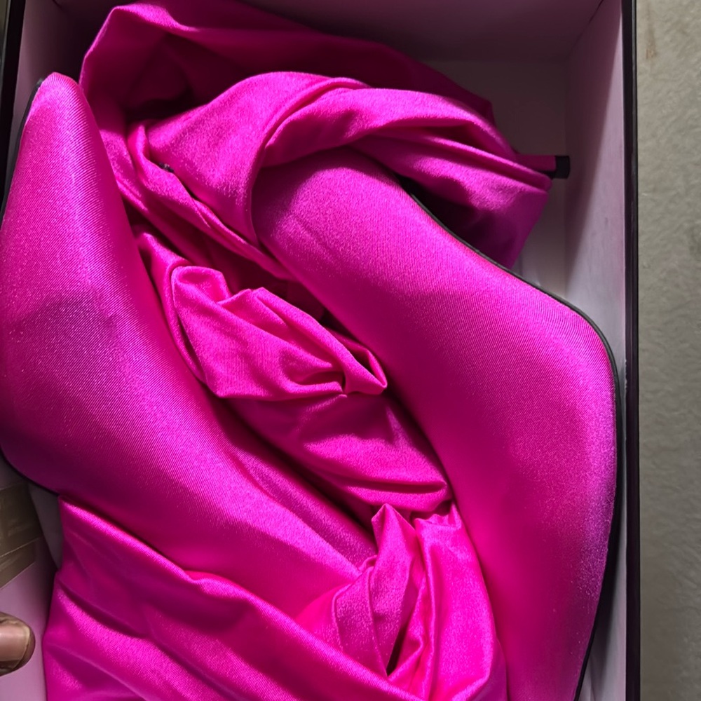 Hot pink boots pants shiny material great for the 80s party etc